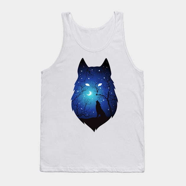 Wolves with blue sky and moon Tank Top by stark.shop